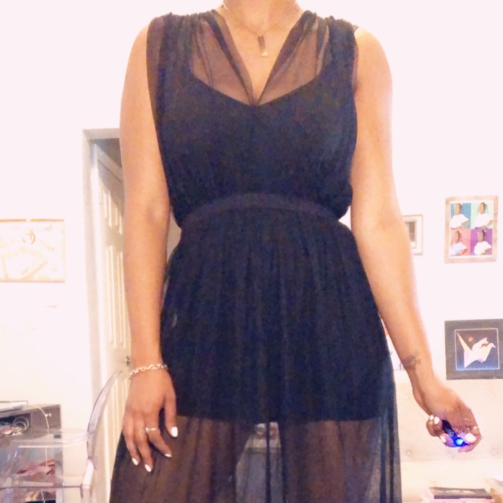 Sheer Overlay Maxi Dress